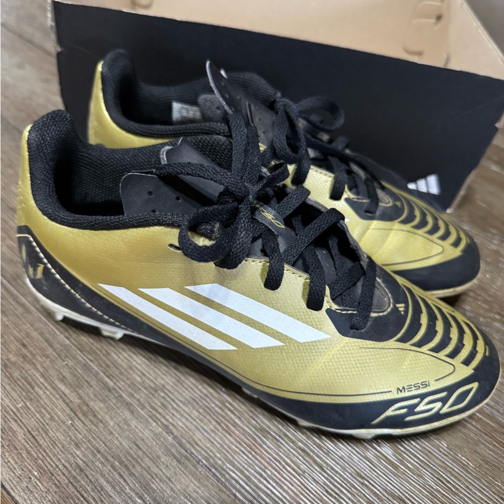 Adidas Messi Kids Gold and Black Soccer Shoes
